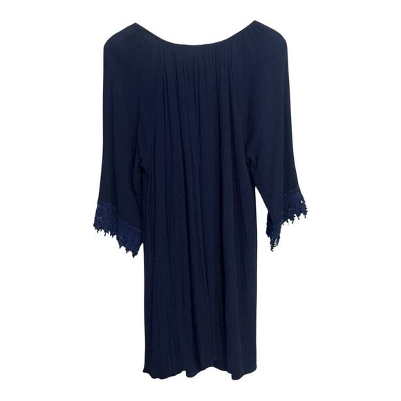 Naif Women's navy blue Embroidered Flowy Peasant Midi Dress, SZ XL - Picture 2 of 9